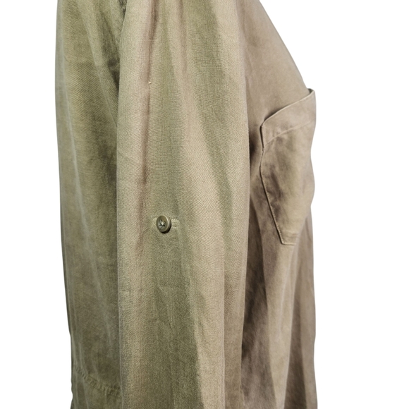 ANTHROPOLOGIE CLOTH & STONE army green button down shirt XS - Picture 11 of 15